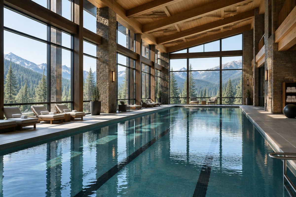 Indoor pool in a mountain athletic center
